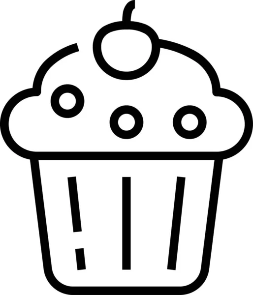 Tasse Kuchen Süße Ikone Umriss Stil — Stockvektor