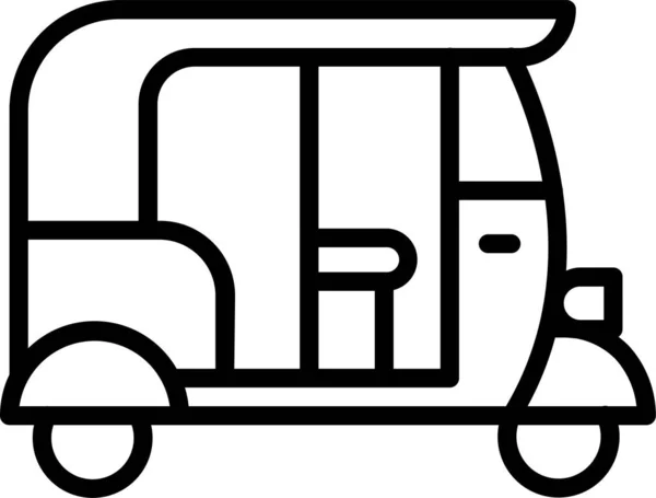 Rickshaw Όχημα Auto Εικονίδιο Στυλ Περίγραμμα — Διανυσματικό Αρχείο