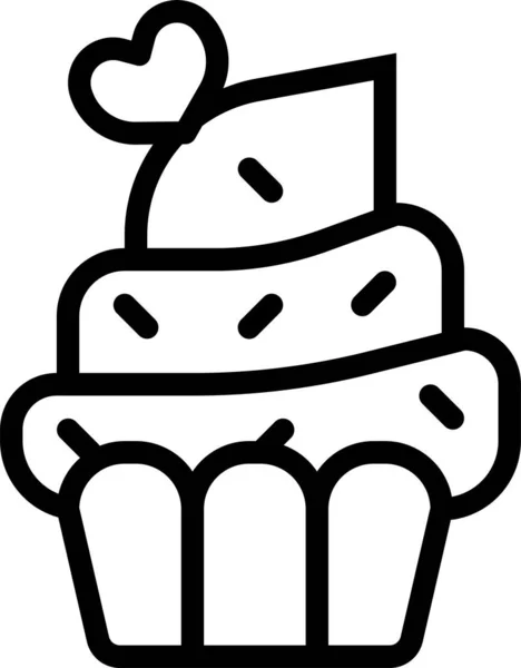 Baked Bakery Cupcake Icon Outline Style — Stock Vector