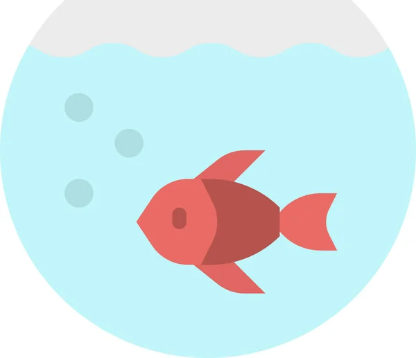 Aquarium Bowl Fish Icon Flat Style — Stock Vector