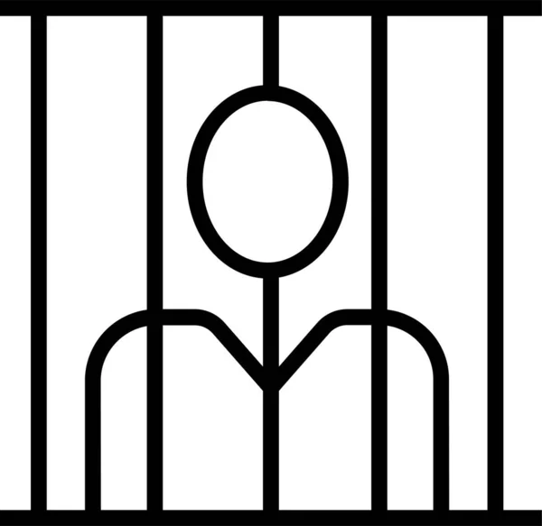アウトラインスタイルで刑務所の犯罪者投獄アイコン — ストックベクタ