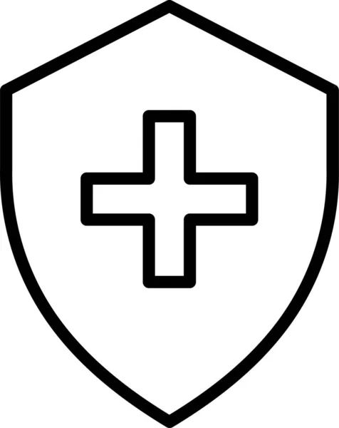 Ikona Štítu Zdravotního Pojištění Stylu Osnovy — Stockový vektor