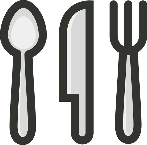 填充式食物叉子图标 轮廓风格 — 图库矢量图片