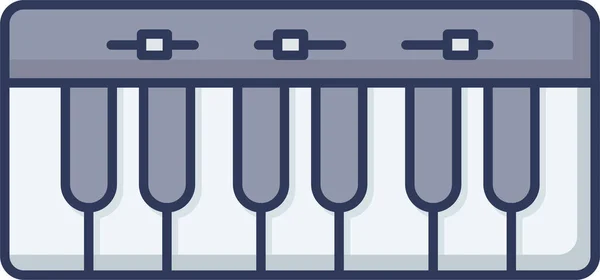 ピアノキーボードの音楽アイコンをフルアウトライン形式で表示 — ストックベクタ