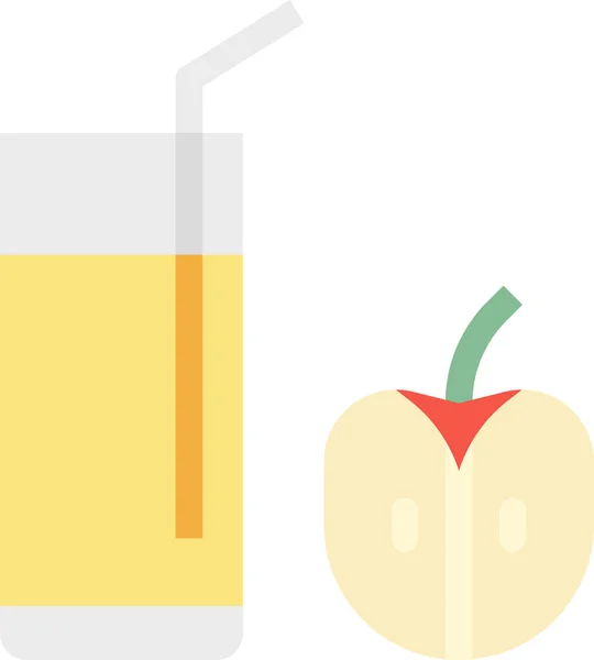 Apple Drink Fruit Icon Flat Style — Stock Vector