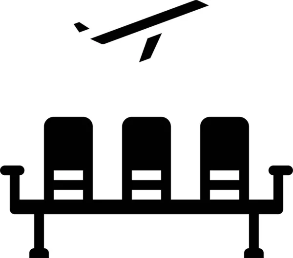 Havaalanı Mobilya Ikonu Katı Stil — Stok Vektör