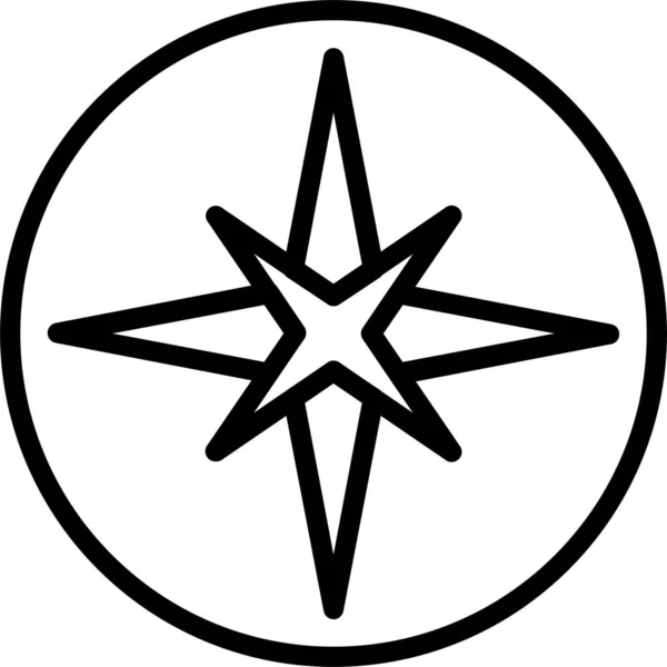 Ikona Směru Navigace Kompasu Stylu Osnovy — Stockový vektor