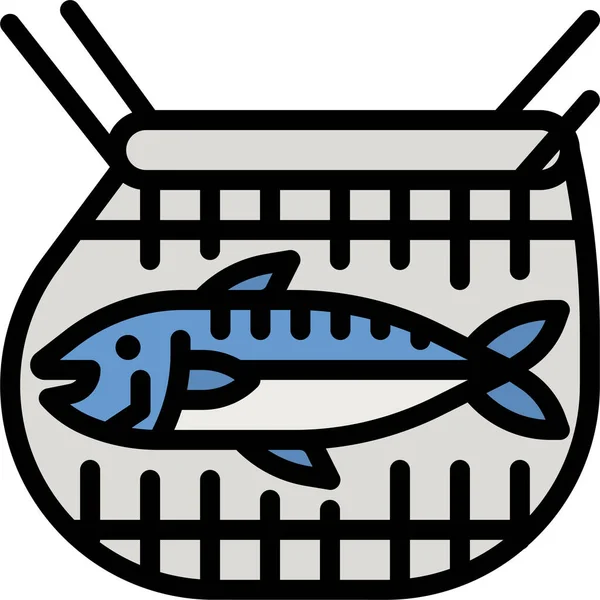 Fiskenät Ikon Fyllig Konturstil — Stock vektor