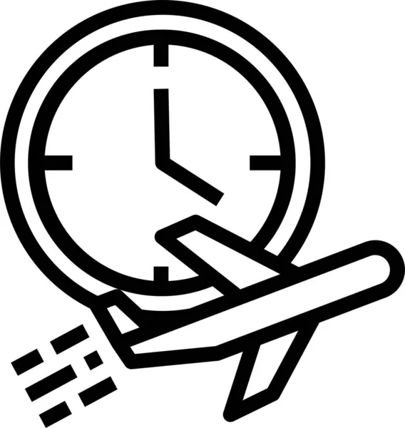 Flugzeugzeitsymbol Umrissstil — Stockvektor