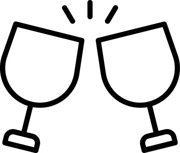Copos Vinho Ícone Álcool Estilo Esboço — Vetor de Stock