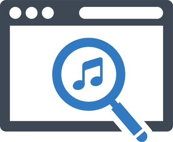 Ikona Wyszukiwania Muzyki Solidnym Stylu — Wektor stockowy