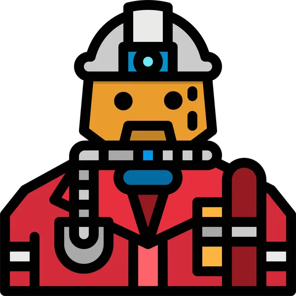 Bombero Icono Casco Bombero Estilo Contorno Lleno — Vector de stock