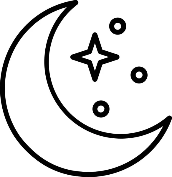 Moon Night Stars Icon Outline Style — Stock Vector