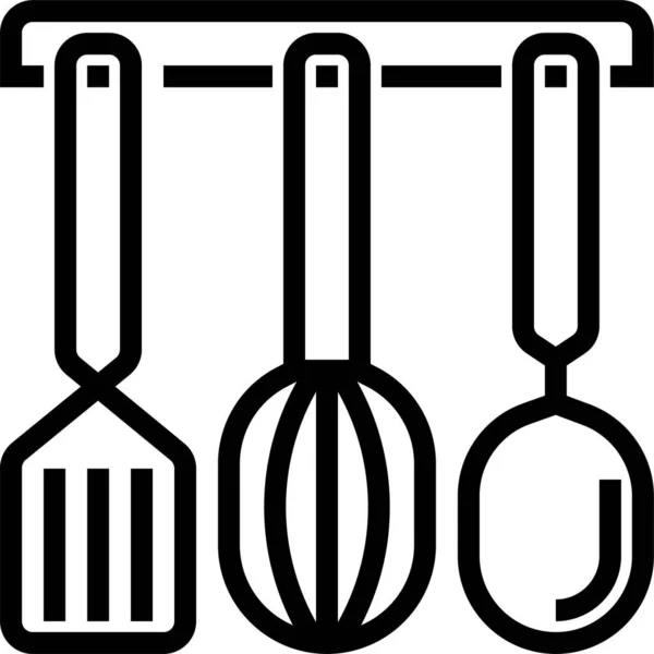 Utensílios Cozinha Ícone Cozinha Alimentos Estilo Esboço — Vetor de Stock