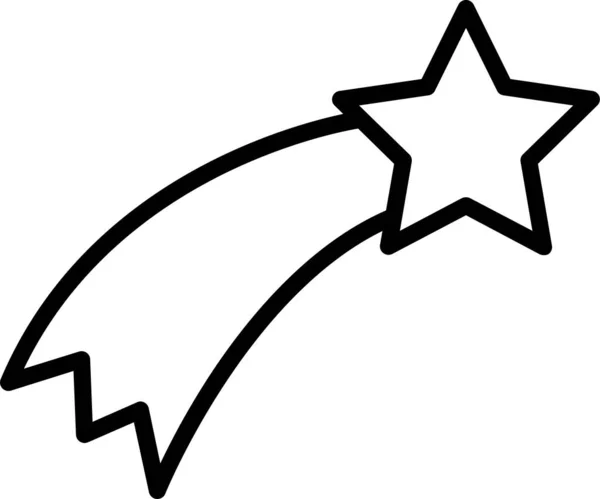 Meteor Kuyruklu Yıldız Yıldız Simgesi Ana Hat Biçiminde — Stok Vektör