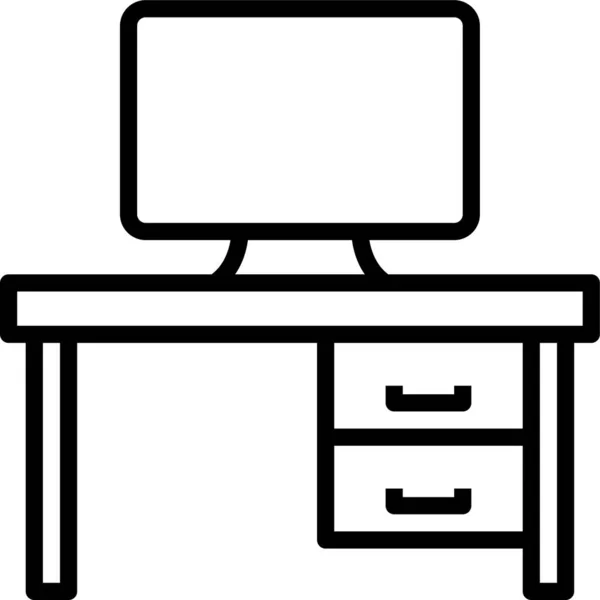 Muebles Escritorio Icono Oficina Estilo Esquema — Vector de stock