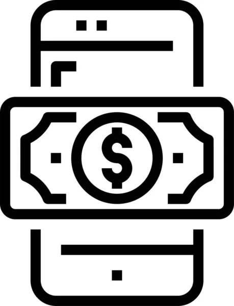 Bankovní Mobilní Komunikační Ikona Stylu Osnovy — Stockový vektor