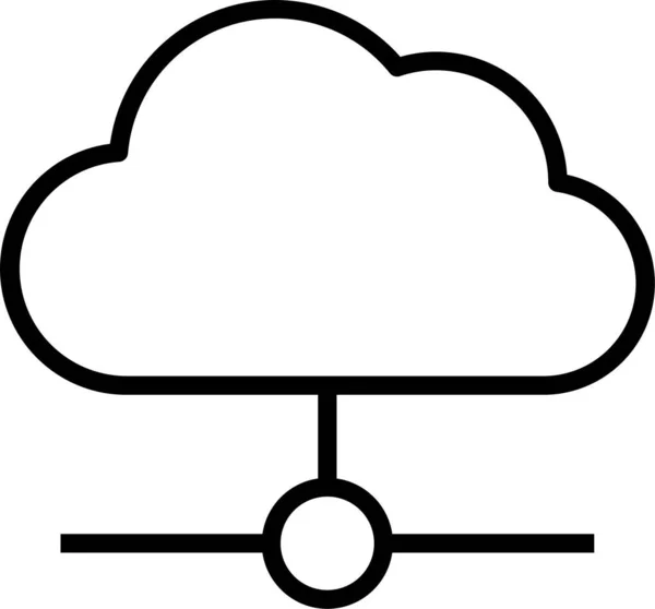 Icône Serveur Cloud Computing Dans Style Contour — Image vectorielle