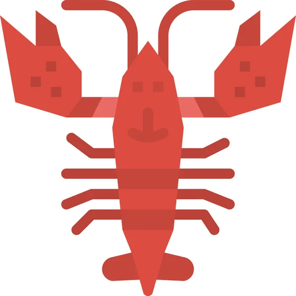 Ikon Lobster Makanan Hewan Dengan Gaya Datar - Stok Vektor