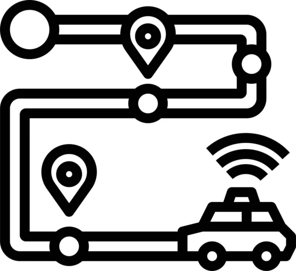 Voiture Icône Localisation Gps Dans Style Contour — Image vectorielle