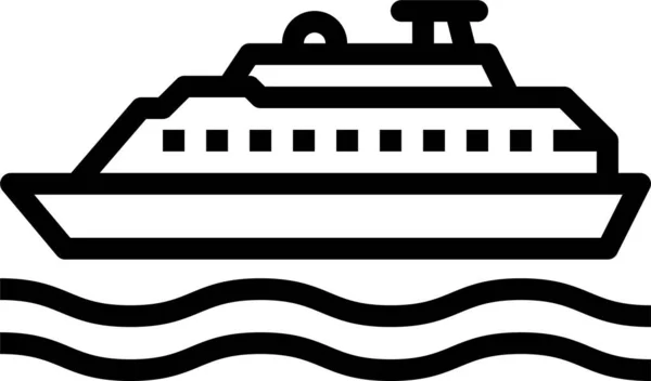 Bateau Croisière Icône Ferry Dans Style Contour — Image vectorielle