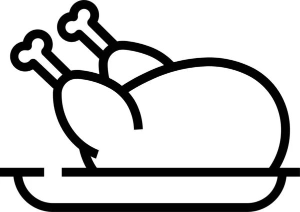 鸡烤菜式图标 轮廓式 — 图库矢量图片