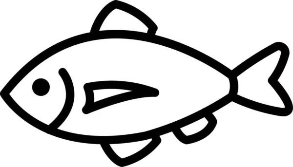 魚介類のアイコンをアウトラインスタイルで表示 — ストックベクタ