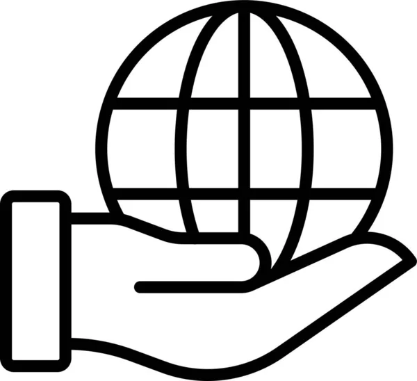 Значок Рука Світу Землі Контурному Стилі — стоковий вектор