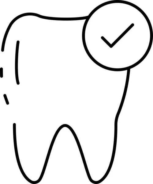 歯の歯の輪郭線のアイコンをチェック — ストックベクタ