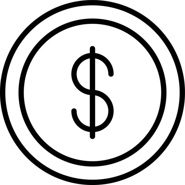 Muntgeld Cash Icoon Outline Stijl — Stockvector