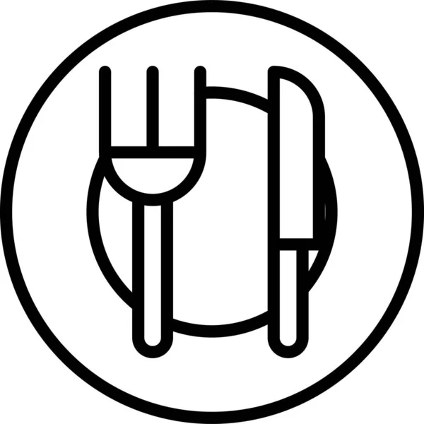午餐叉子图标 轮廓式 — 图库矢量图片