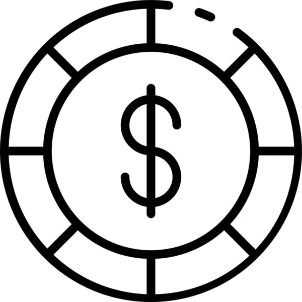 Ikona Dochodu Walucie Monety Zarysie — Wektor stockowy
