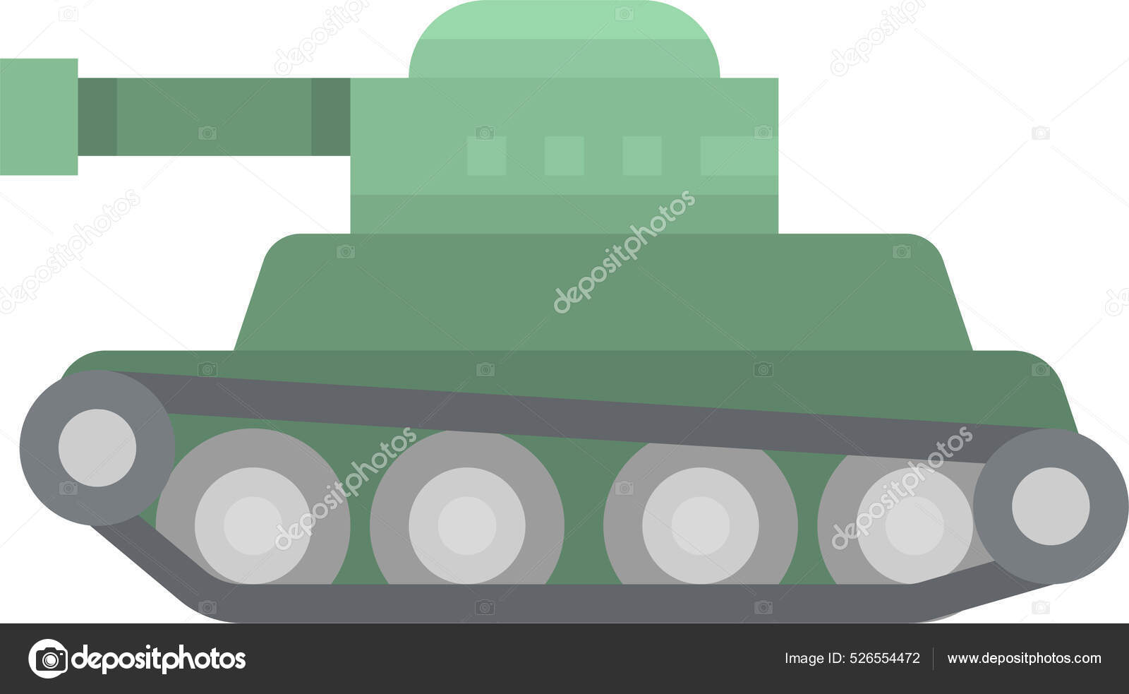Икона Военного Танка Плоском Стиле Векторное Изображение.