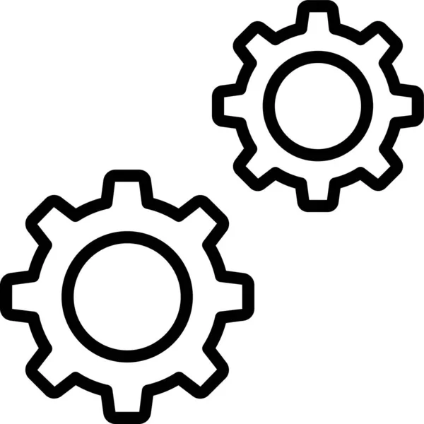 Engranajes Icono Los Neumáticos Configuración Estilo Esquema — Vector de stock