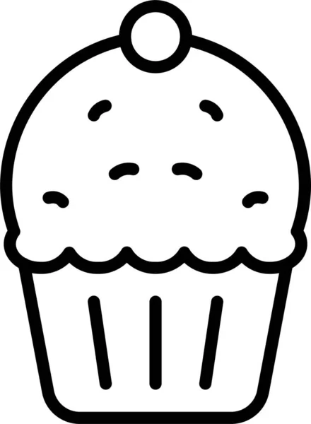 Cupcake Dessert Süßes Symbol Outline Stil — Stockvektor