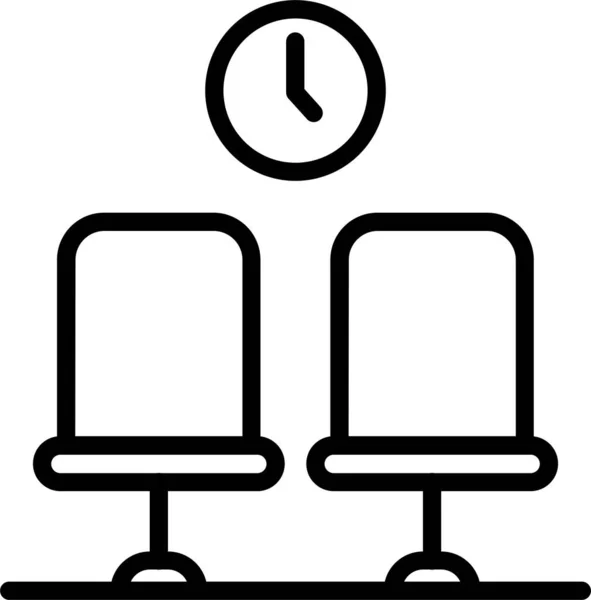 Αναμονή Εικονίδιο Ρολόι Καρέκλα Στυλ Περίγραμμα — Διανυσματικό Αρχείο