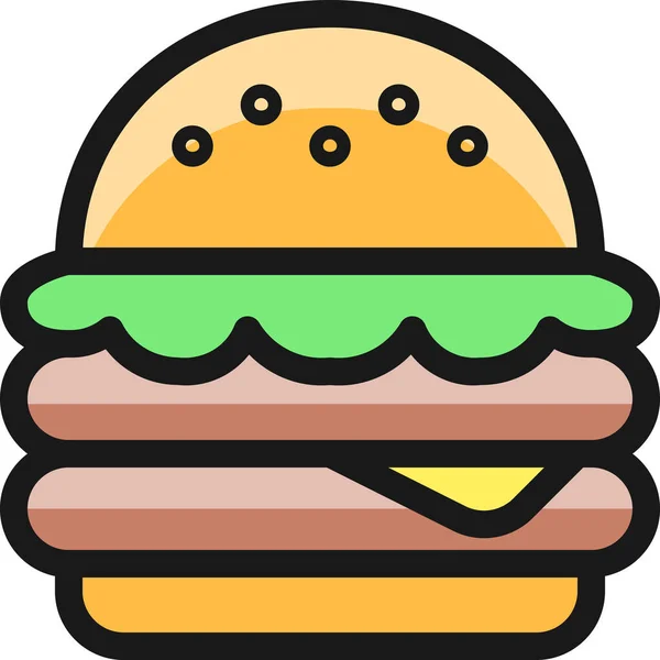 Doble Icono Comida Rápida Estilo Contorno Lleno — Vector de stock