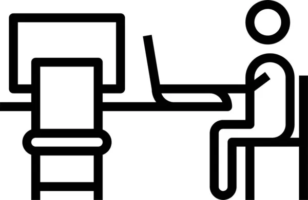 Icône Chaise Table Coworking Dans Style Contour — Image vectorielle