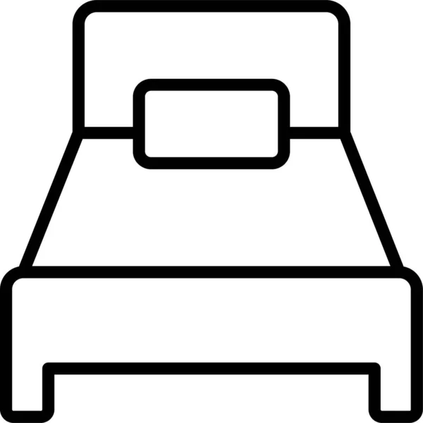 Icono Muebles Cama Individual Estilo Esquema — Vector de stock