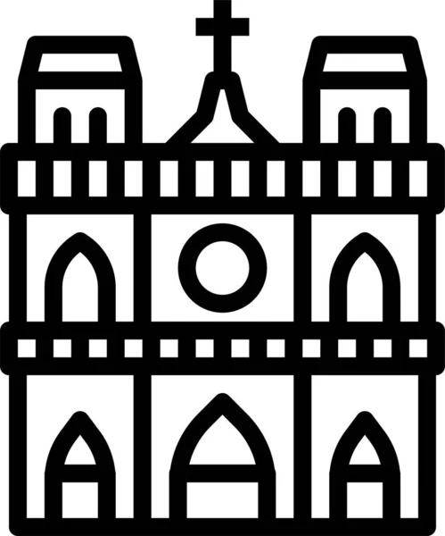 Icono Arquitectónico Cattedrale Dama Estilo Esquema — Vector de stock