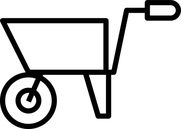 Kruiwagen Dragen Werk Pictogram Omtrek Stijl — Stockvector