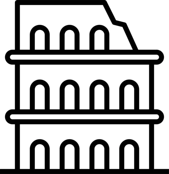 Orientační Ikona Budovy Řím Stylu Osnovy — Stockový vektor