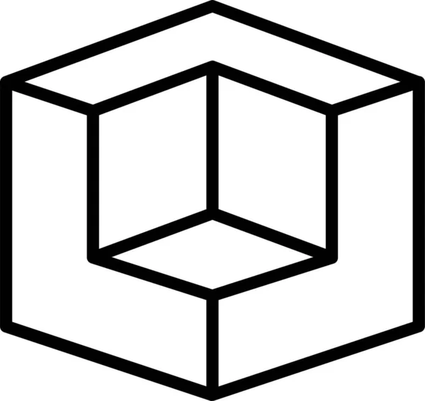 Icône Cube Bloc Boîte Dans Style Contour — Image vectorielle