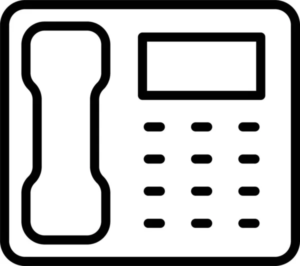 Icône Appel Téléphonique Fixe Dans Style Contour — Image vectorielle