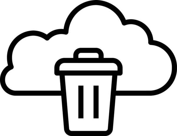 Bulut Çöp Kovası Simgesini Ana Hat Biçiminde Kaldır — Stok Vektör