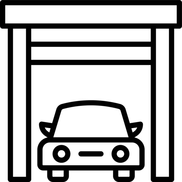 Ícone Estacionamento Garagem Carro Estilo Esboço — Vetor de Stock