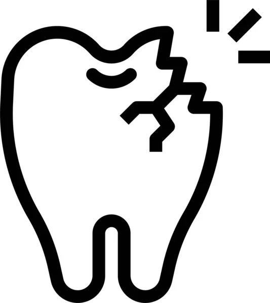Rotto Icona Dentista Carie Stile Contorno — Vettoriale Stock