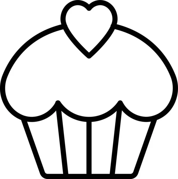 Bäckerei Muffin Dessert Symbol Umriss Stil — Stockvektor