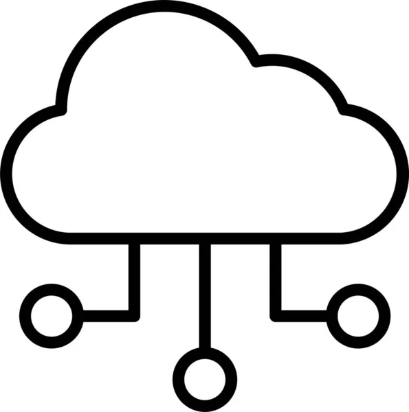 Cloud Computing Hosting Icoon Grote Lijnen — Stockvector