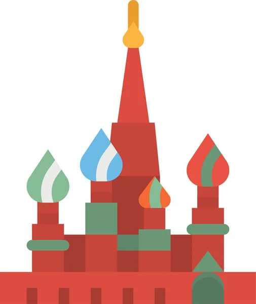 Basil Cathedral Landmark Icon Flat Style — Stock Vector